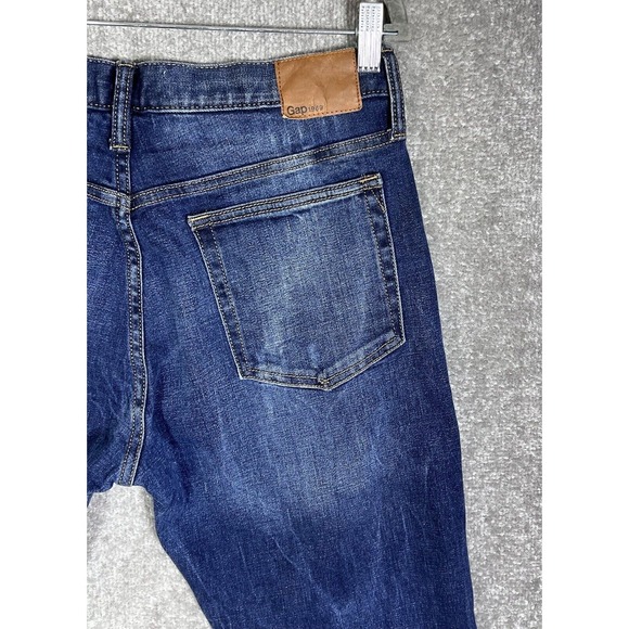 Gap Slim Straight Leg Distressed Jeans Mens Size 32x32 Stretch Blue Denim - Picture 10 of 16
